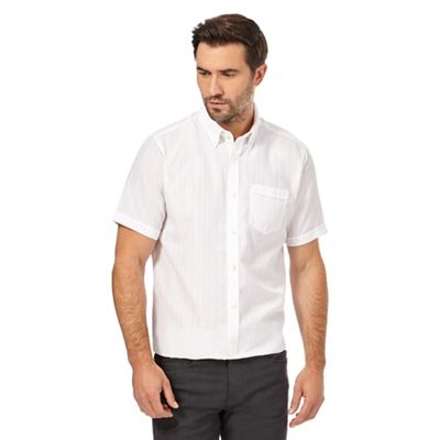 White striped textured regular fit shirt